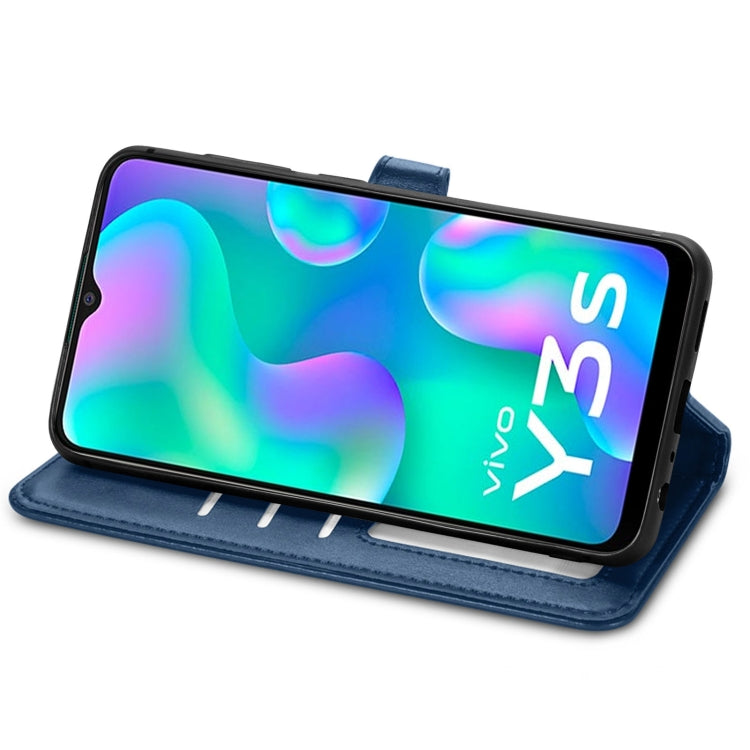 For vivo Y3s 2021 Solid Color Leather Buckle Phone Case