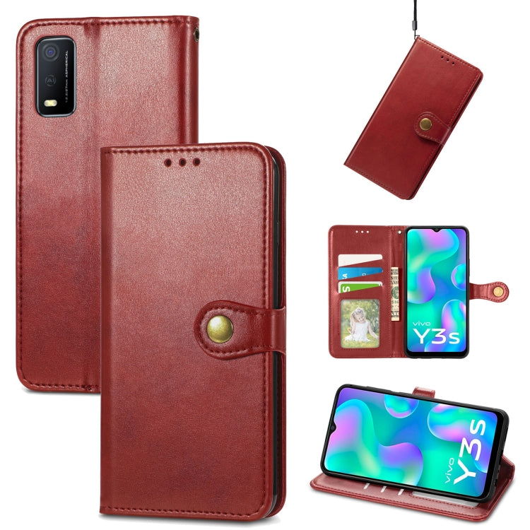 For vivo Y3s 2021 Solid Color Leather Buckle Phone Case