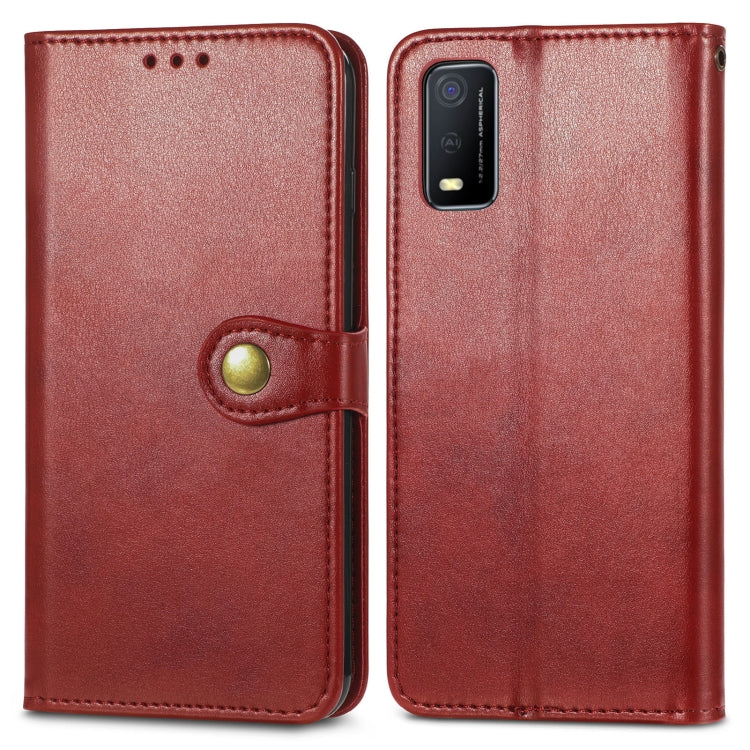 For vivo Y3s 2021 Solid Color Leather Buckle Phone Case