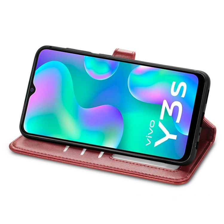 For vivo Y3s 2021 Solid Color Leather Buckle Phone Case