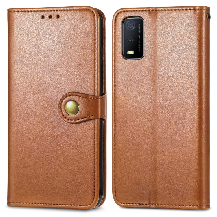 For vivo Y3s 2021 Solid Color Leather Buckle Phone Case