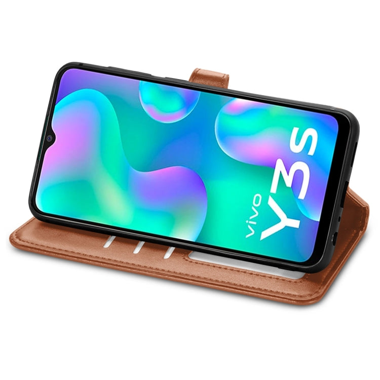 For vivo Y3s 2021 Solid Color Leather Buckle Phone Case