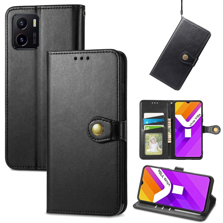 For vivo Y15s Solid Color Leather Buckle Phone Case