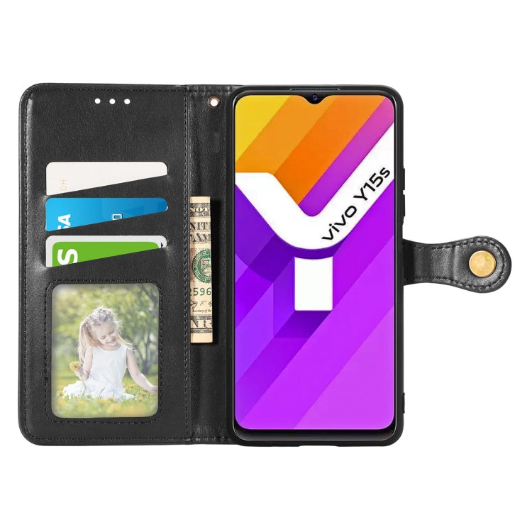 For vivo Y15s Solid Color Leather Buckle Phone Case