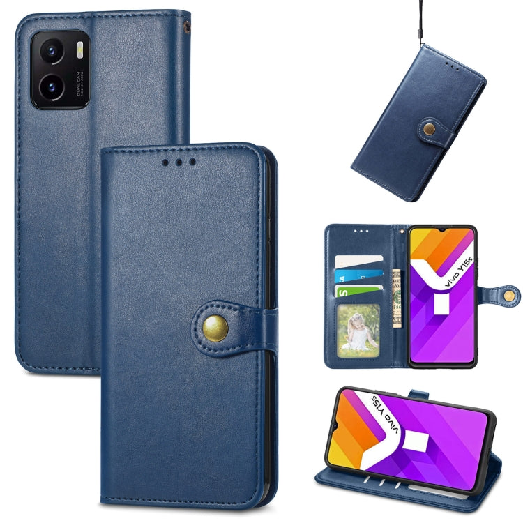 For vivo Y15s Solid Color Leather Buckle Phone Case