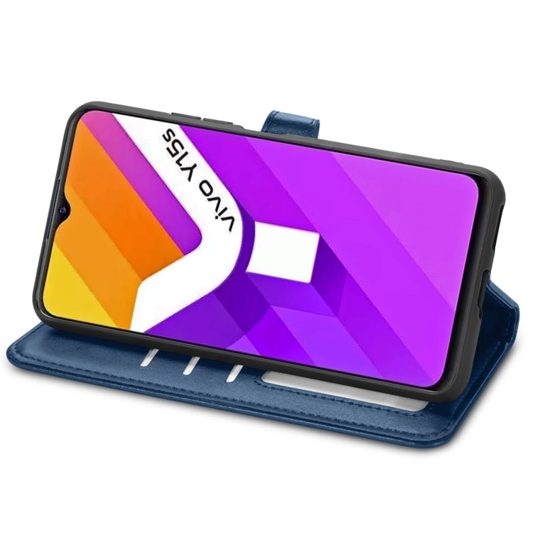 For vivo Y15s Solid Color Leather Buckle Phone Case