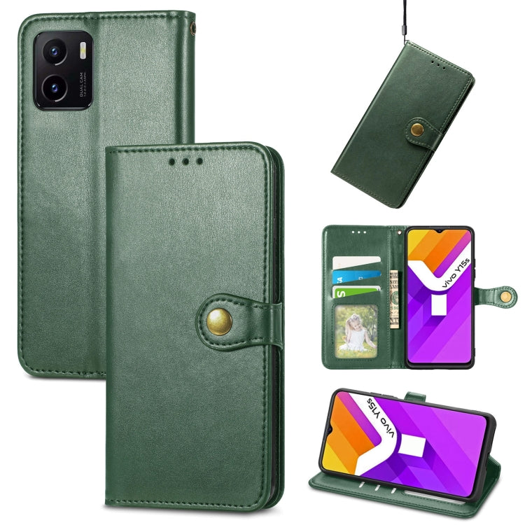 For vivo Y15s Solid Color Leather Buckle Phone Case