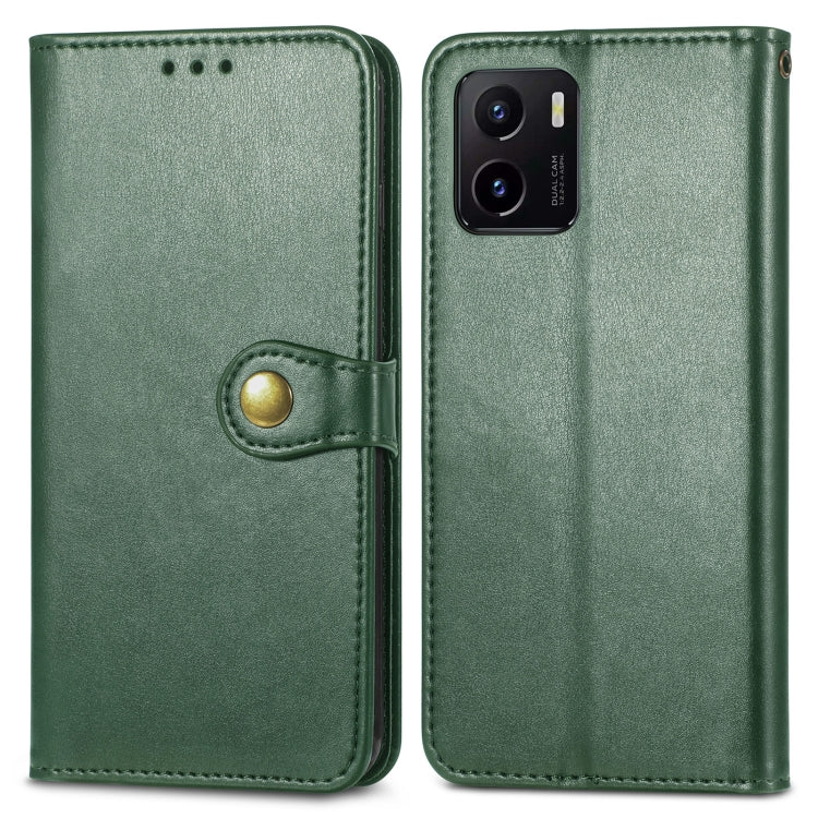 For vivo Y15s Solid Color Leather Buckle Phone Case
