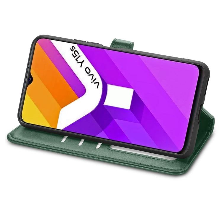 For vivo Y15s Solid Color Leather Buckle Phone Case