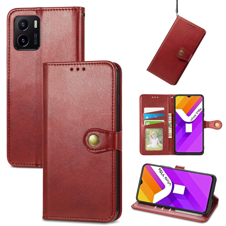 For vivo Y15s Solid Color Leather Buckle Phone Case
