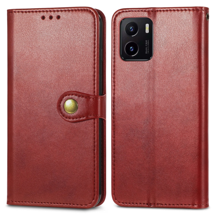 For vivo Y15s Solid Color Leather Buckle Phone Case