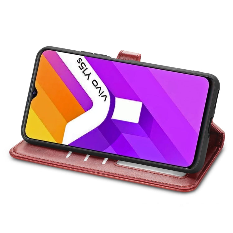 For vivo Y15s Solid Color Leather Buckle Phone Case