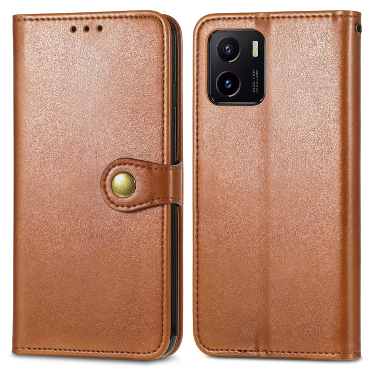 For vivo Y15s Solid Color Leather Buckle Phone Case