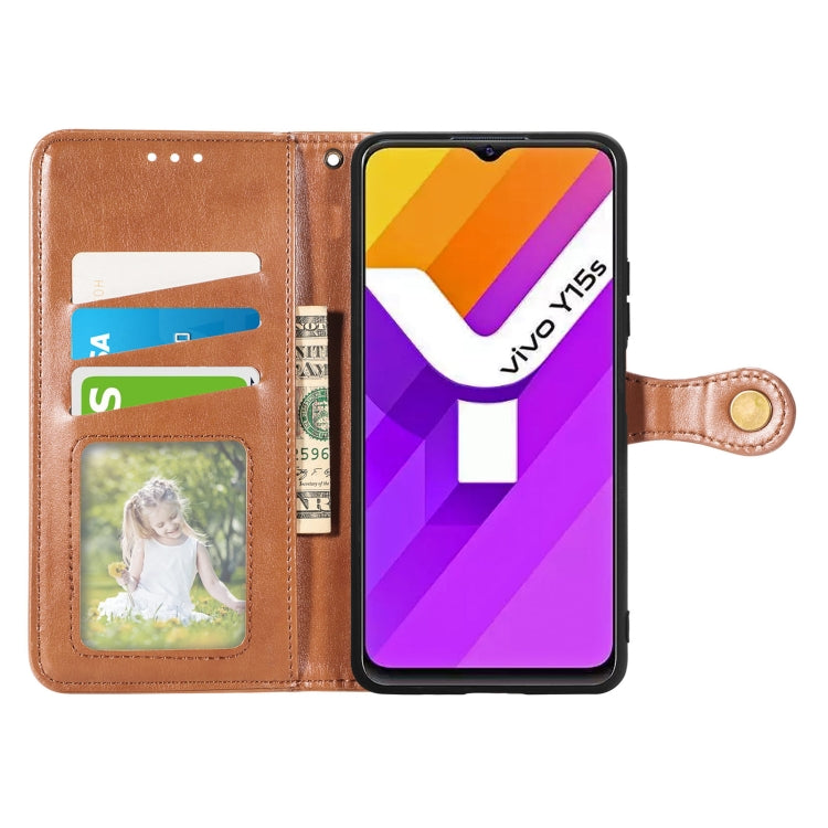 For vivo Y15s Solid Color Leather Buckle Phone Case