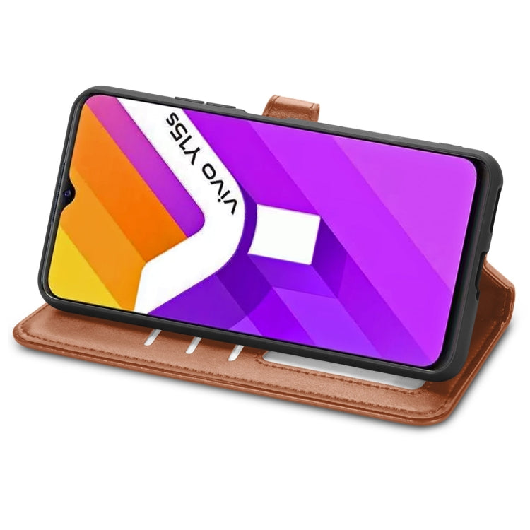 For vivo Y15s Solid Color Leather Buckle Phone Case