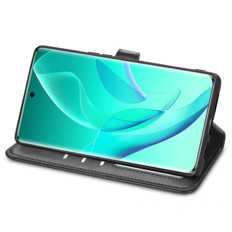 For Honor 60 Pro Solid Color Leather Buckle Phone Case