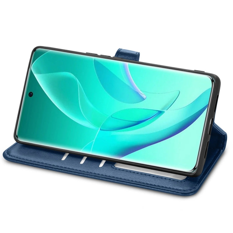 For Honor 60 Pro Solid Color Leather Buckle Phone Case