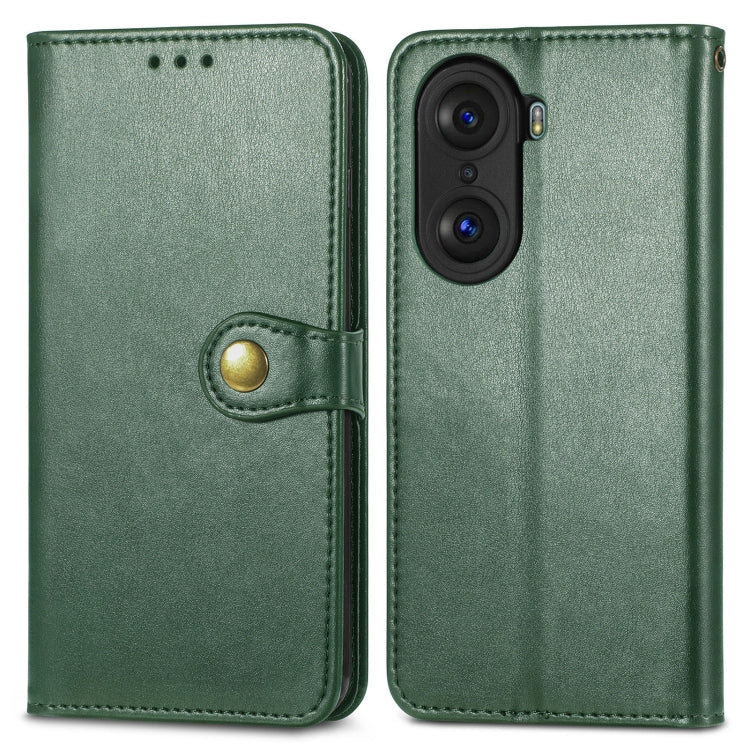 For Honor 60 Pro Solid Color Leather Buckle Phone Case