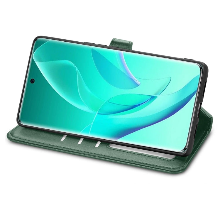 For Honor 60 Pro Solid Color Leather Buckle Phone Case