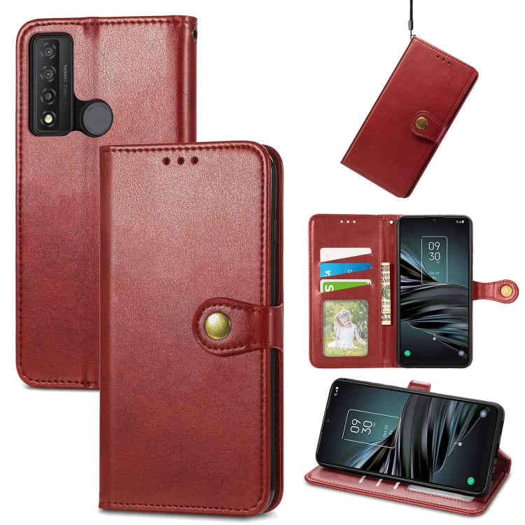 For TCL 20 XE Solid Color Leather Buckle Phone Case