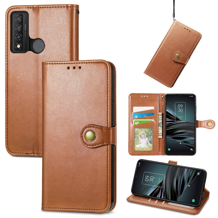 For TCL 20 XE Solid Color Leather Buckle Phone Case