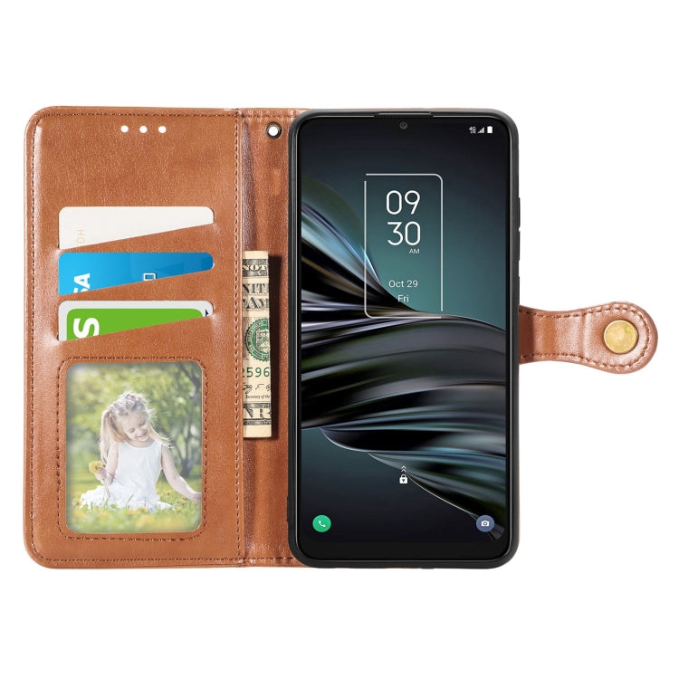 For TCL 20 XE Solid Color Leather Buckle Phone Case