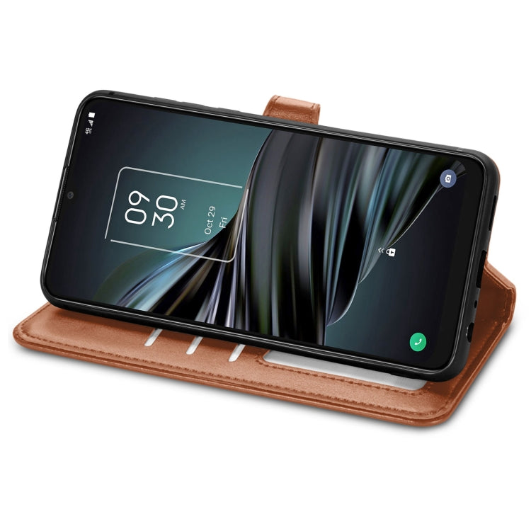 For TCL 20 XE Solid Color Leather Buckle Phone Case