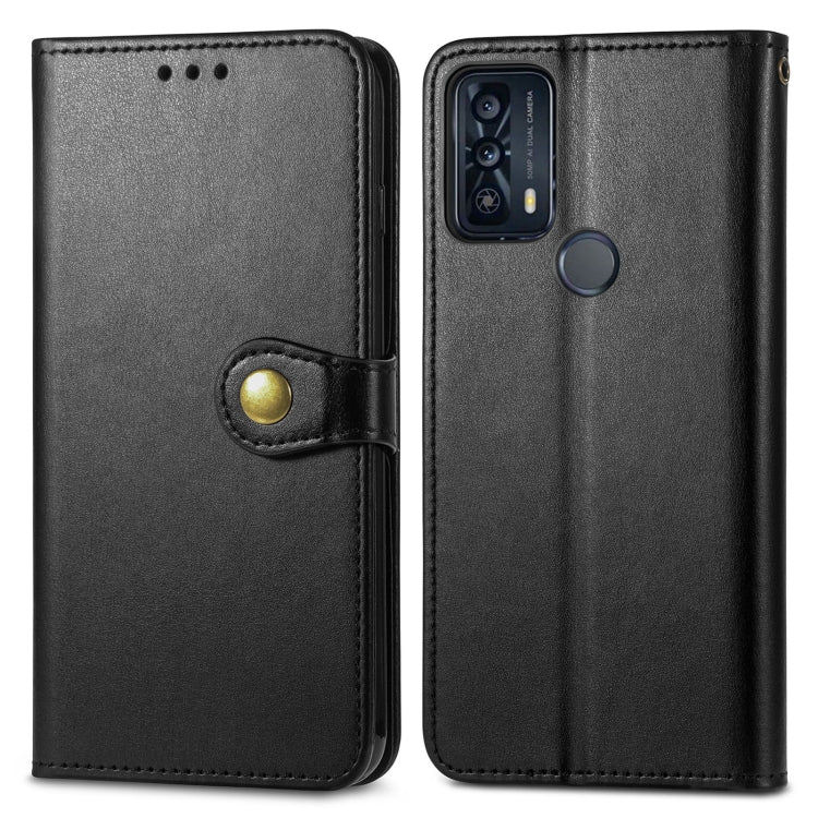 For TCL 20B Solid Color Leather Buckle Phone Case