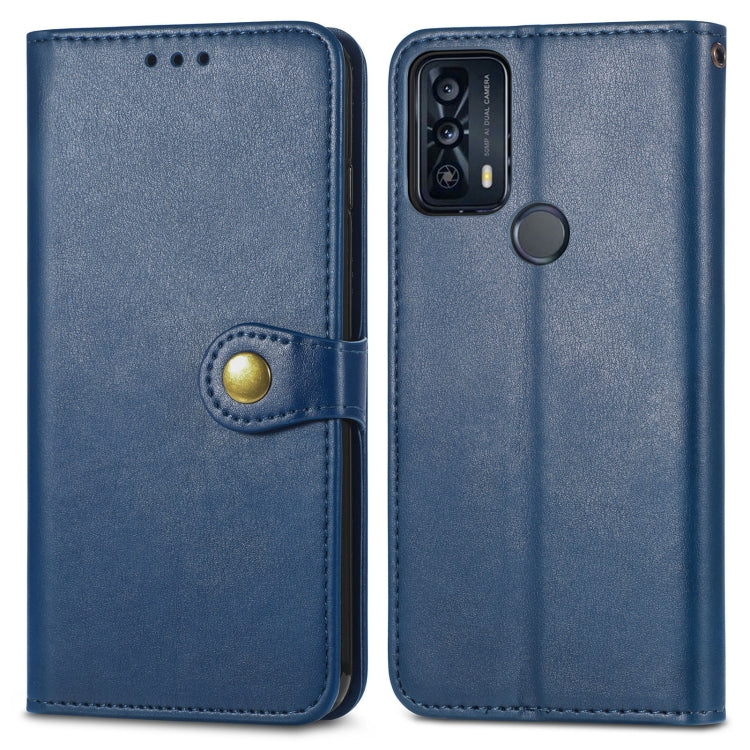For TCL 20B Solid Color Leather Buckle Phone Case