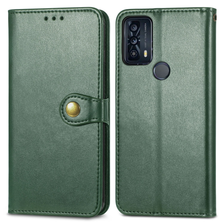 For TCL 20B Solid Color Leather Buckle Phone Case