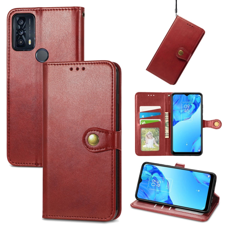 For TCL 20B Solid Color Leather Buckle Phone Case