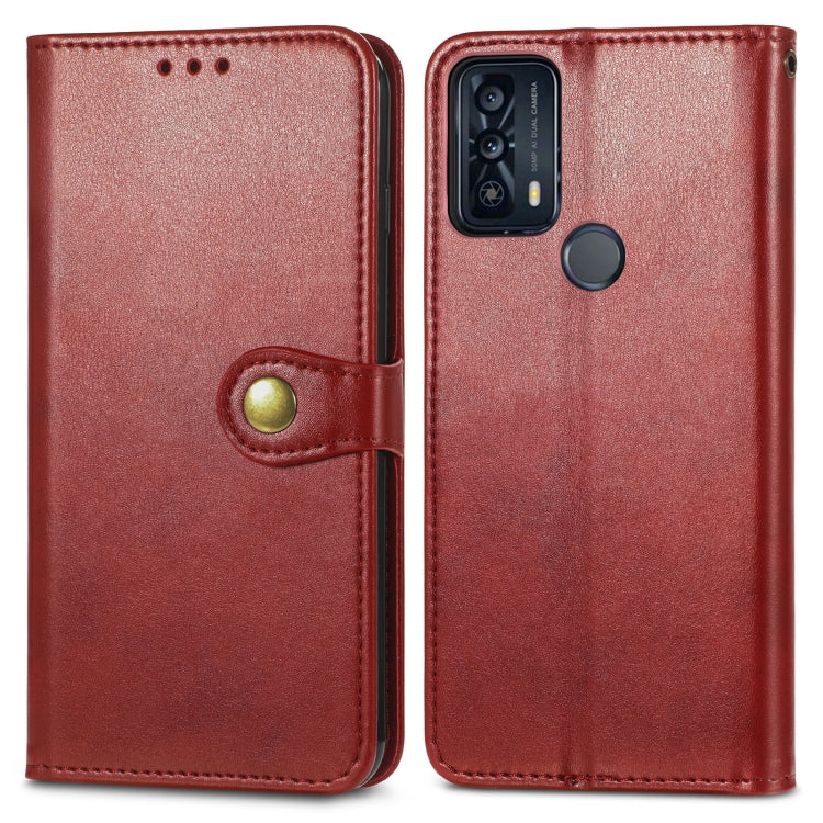 For TCL 20B Solid Color Leather Buckle Phone Case