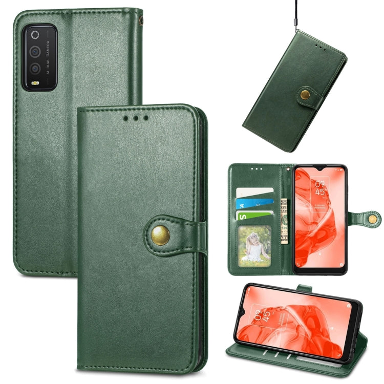 For TCL 205 Solid Color Leather Buckle Phone Case