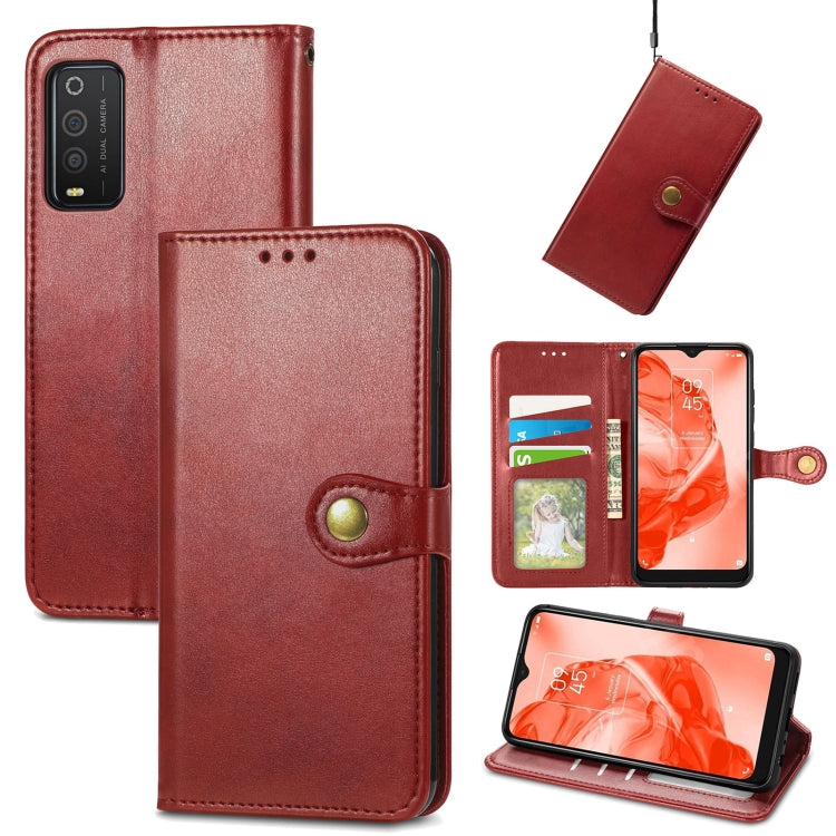 For TCL 205 Solid Color Leather Buckle Phone Case