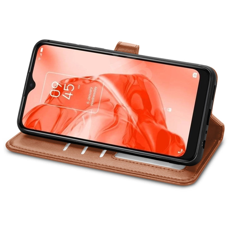 For TCL 205 Solid Color Leather Buckle Phone Case