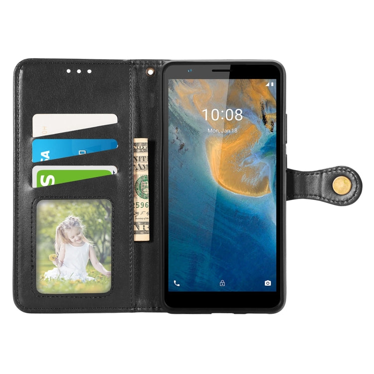 For ZTE Blade A31 Solid Color Leather Buckle Phone Case