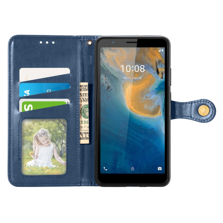 For ZTE Blade A31 Solid Color Leather Buckle Phone Case