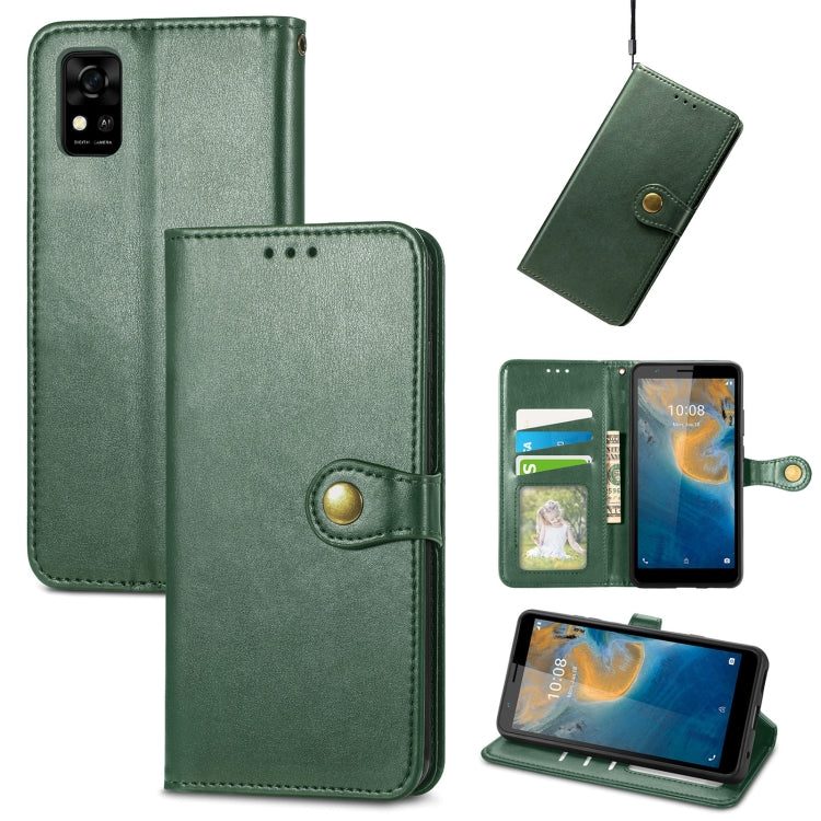 For ZTE Blade A31 Solid Color Leather Buckle Phone Case