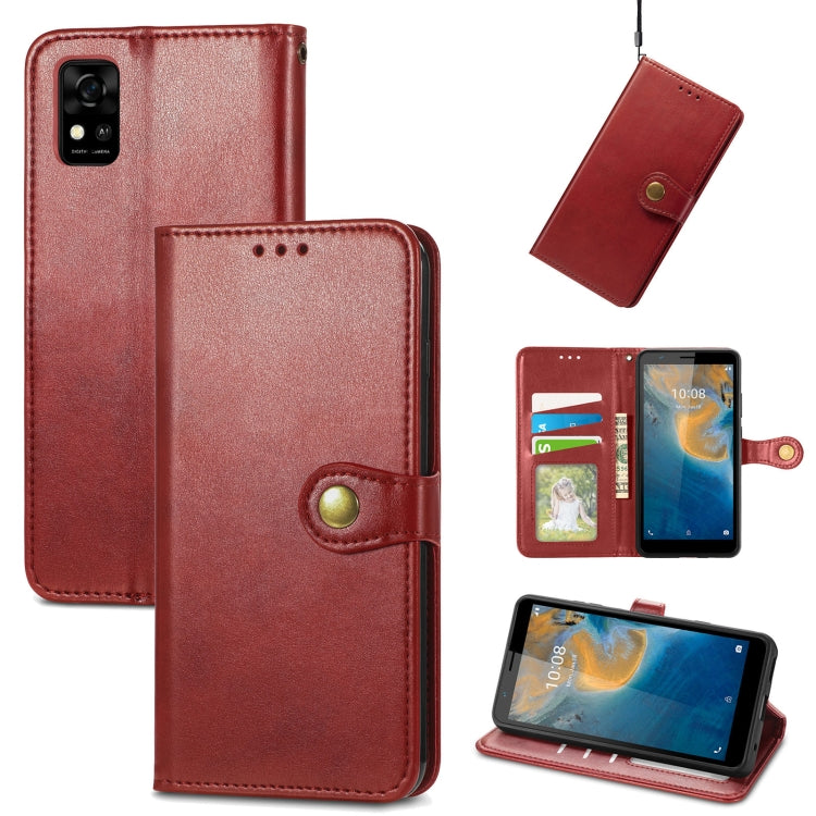 For ZTE Blade A31 Solid Color Leather Buckle Phone Case