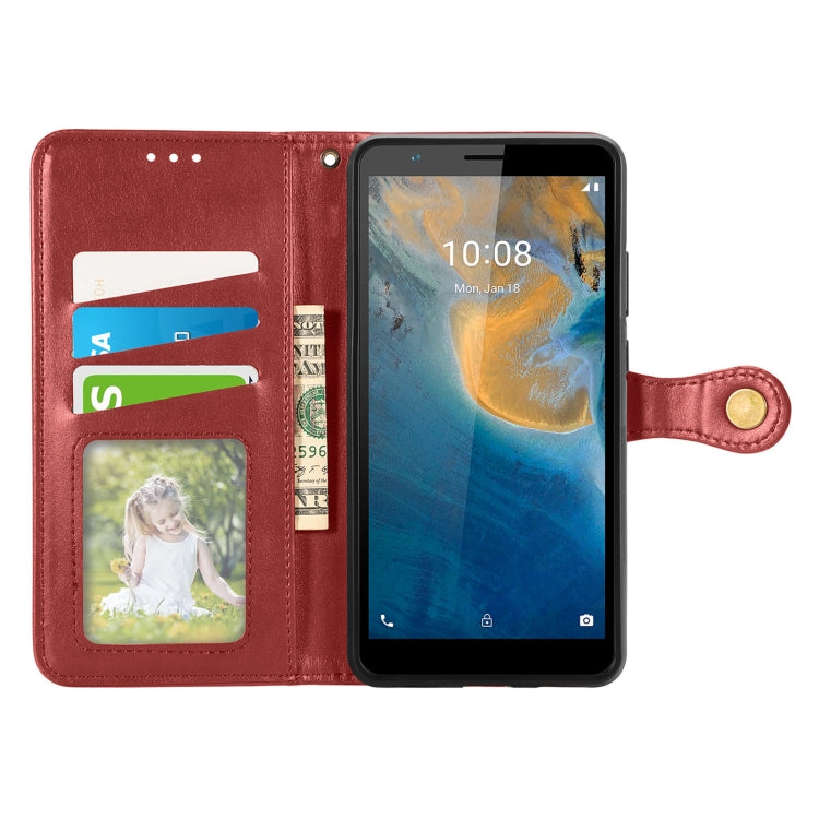 For ZTE Blade A31 Solid Color Leather Buckle Phone Case