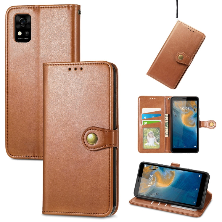 For ZTE Blade A31 Solid Color Leather Buckle Phone Case