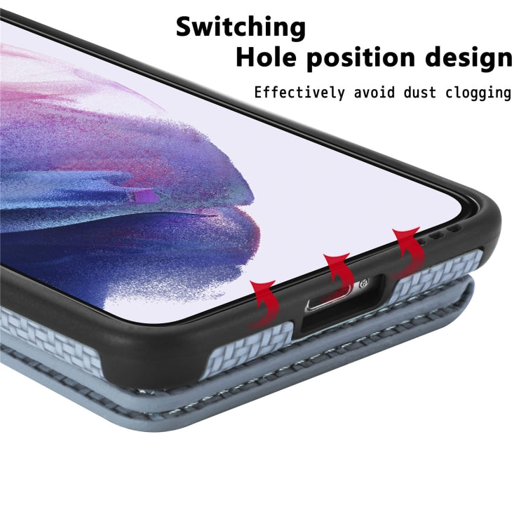 For Samsung Galaxy S22+ 5G Carbon Fiber Magnetic Card Holder TPU+PU Case