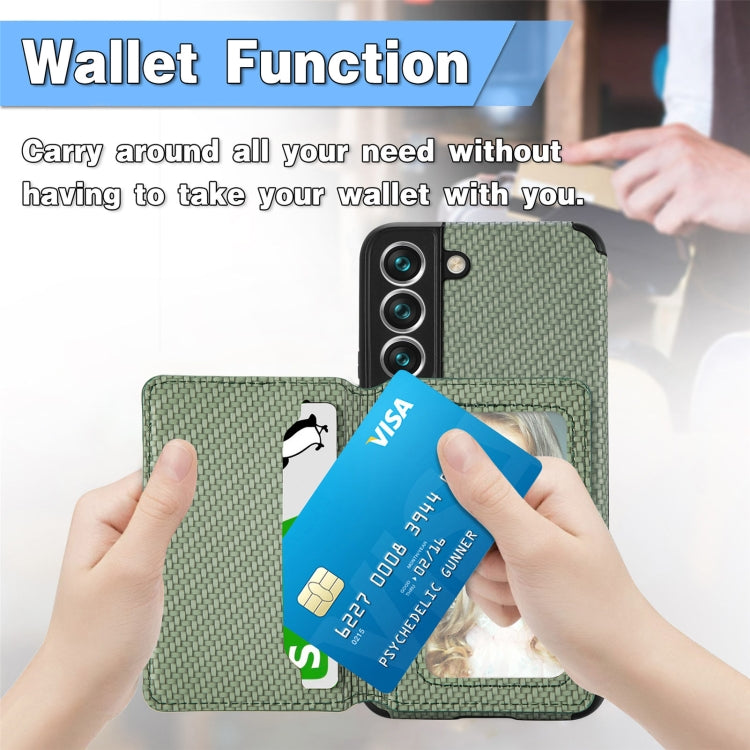 For Samsung Galaxy S22 Ultra 5G Carbon Fiber Magnetic Card Holder TPU+PU Case