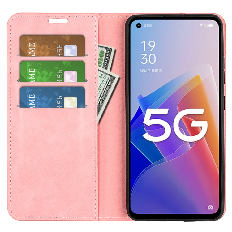 For OPPO A96 5G Retro-skin Magnetic Suction Leather Phone Case