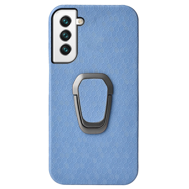 For Samsung Galaxy S22+ 5G Ring Holder Honeycomb PU Phone Case