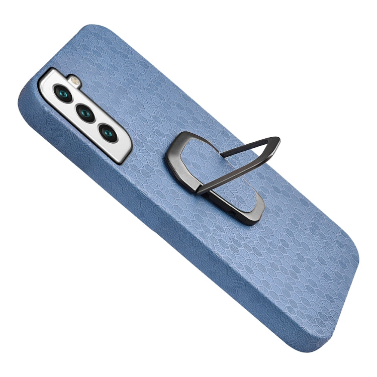 For Samsung Galaxy S22+ 5G Ring Holder Honeycomb PU Phone Case