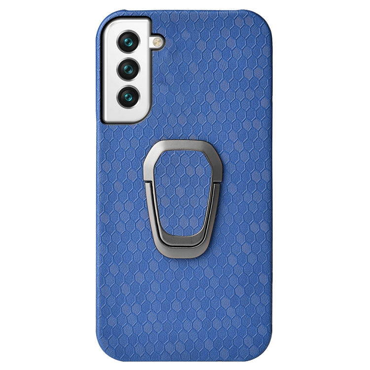 For Samsung Galaxy S22+ 5G Ring Holder Honeycomb PU Phone Case