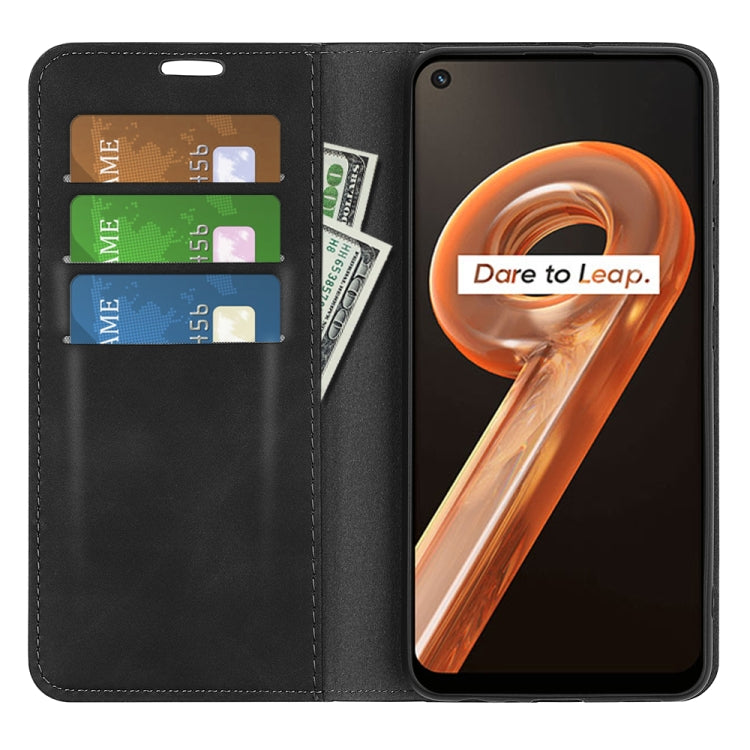 For OPPO Realme 9i Retro-skin Magnetic Suction Leather Phone Case