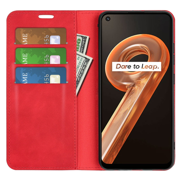 For OPPO Realme 9i Retro-skin Magnetic Suction Leather Phone Case