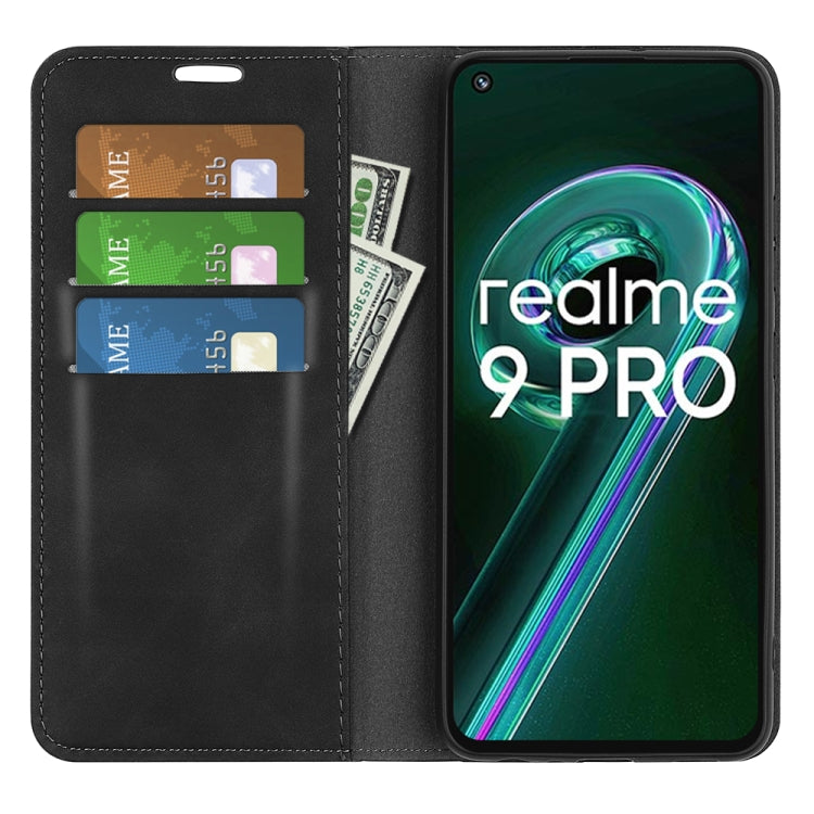 For OPPO Realme 9 Pro Retro-skin Magnetic Suction Leather Phone Case